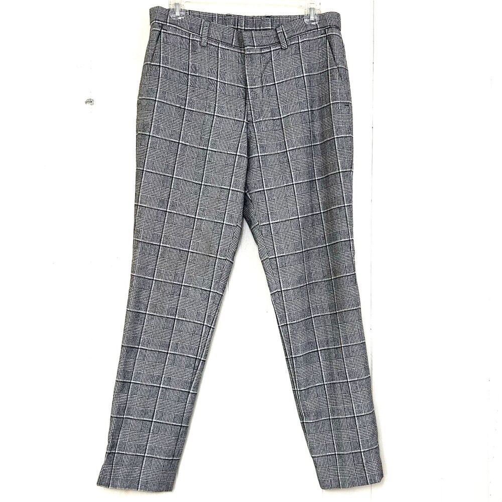 Banana Republic Pants Size 4 Gray Plaid Cotton Wool Ankle Pants Size 4